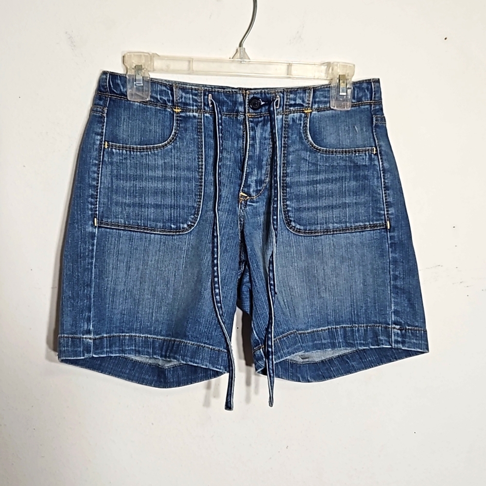 Old Navy Vintage Draw-string Med Wash Mid-Rise Stretch Jean Denim Shorts 0